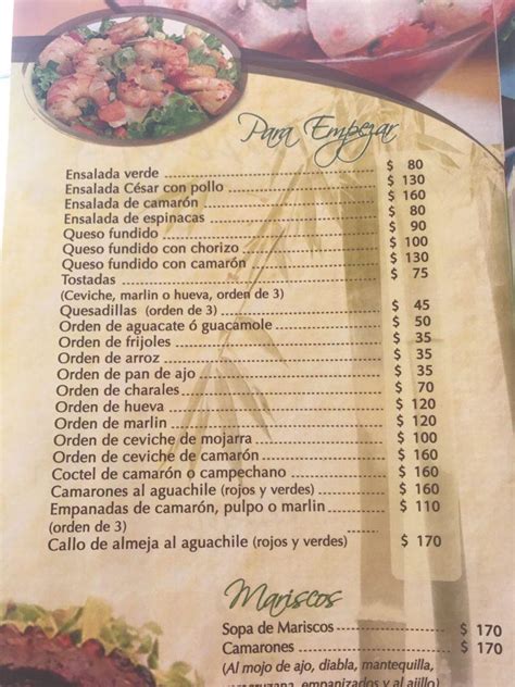 Menu At El Bambu Restaurant San Juan Cosal Carretera Jocotepec