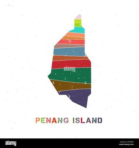 Penang Island Map Design Shape Of The Island With Beautiful Geometric Waves And Grunge Texture