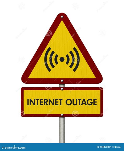 Internet Outage Message on Warning Road Sign Isolated on White Stock