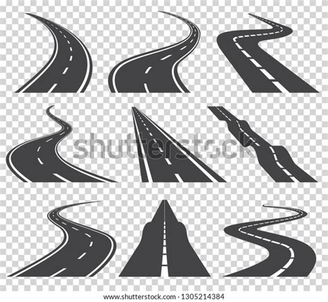 Curved Roads Vector Set Asphalt Road Stock Vector Royalty Free 1305214384 Shutterstock