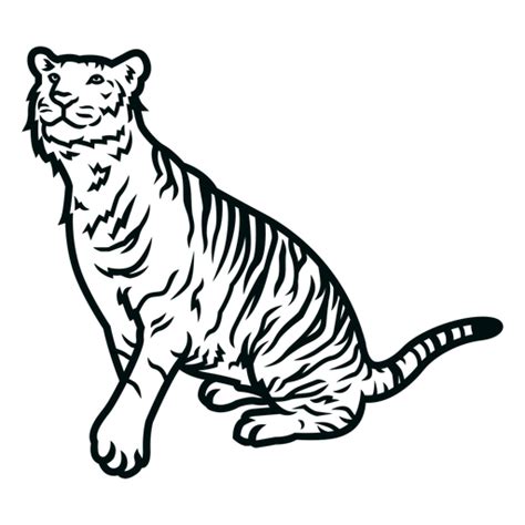 Tiger Looking Up Stroke Png And Svg Design For T Shirts