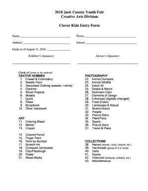 Fillable Online Jack County Youth Fair Counties Agrilife Org Fax