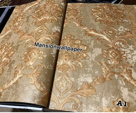 Jual Wallpaper Dinding Klasik Emboss Gold Cream Mewah Luxury Di Lapak