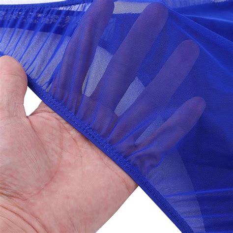 Mesh Shiny Ruffle Bikini Briefs Underwear Panties Mens Sexy Sheer