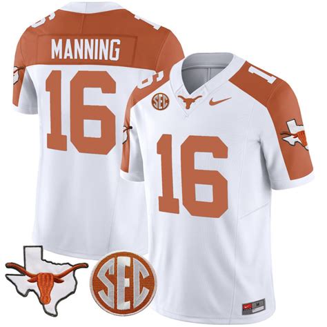 Arch Manning Texas Longhorns White Inverted Jersey - All Stitched - NEBGIFT