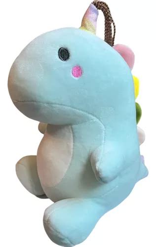 Peluche Dinosaurio Cumpleaños Celeste Kawaii Cuotas Sin Interés