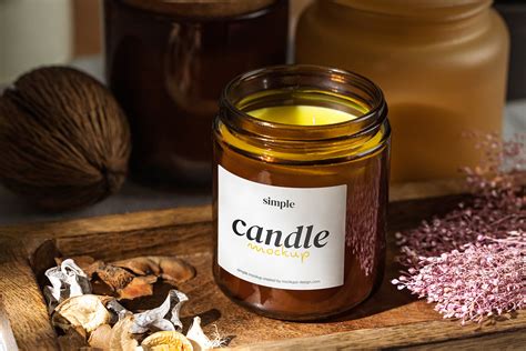 Candle In Amber Jar Mockup Mockups Design