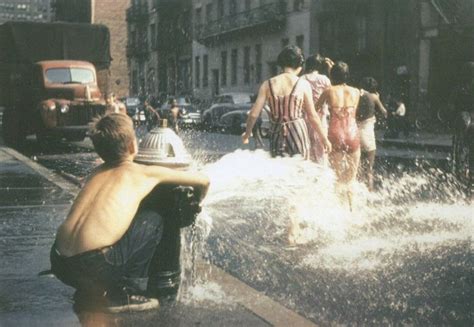 Kids Playing In An Open Fire Hydrant Nyc 1950s History In Pictures