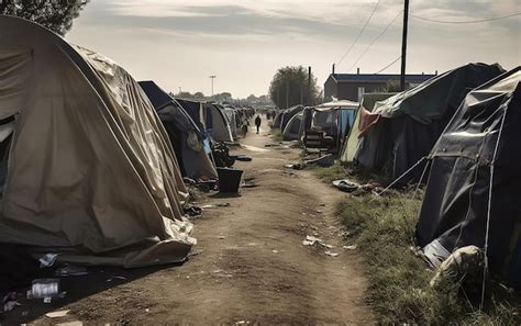 Un Grupo De Tiendas De Campa A Se Alinean En Un Camino De Tierra Foto