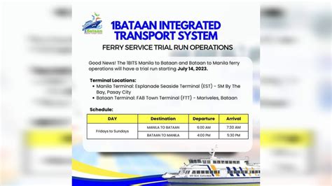 New Ferry Service To Connect Manila And Bataan Starting July 14