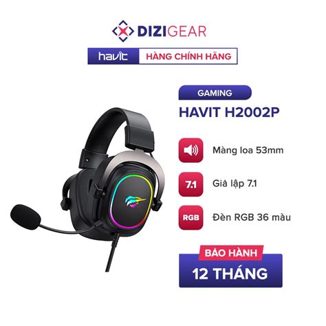 Tai Nghe Gaming Headphone HAVIT H2002P Driver 53mm Đèn RGB 36 Màu