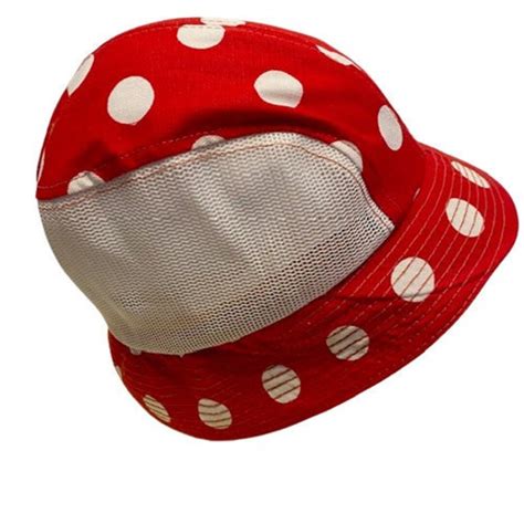 Polka Dot Bucket Hat Red White Vintage Mesh Inserts Large Etsy