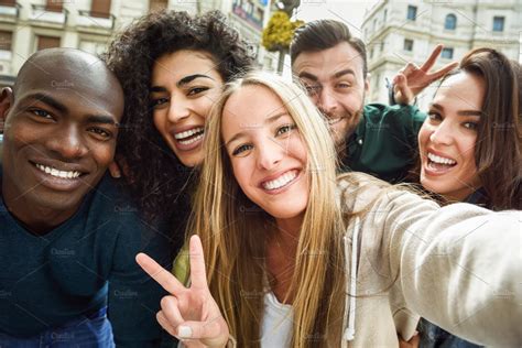 Multiracial Group Of Friends Stock Photos Creative Market