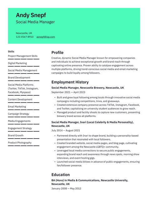 Social Media Manager Cv Examples And Uk Templates 2025 ·