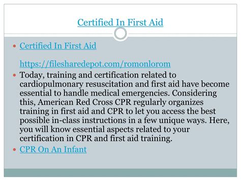 Ppt Certified In First Aid Powerpoint Presentation Free Download