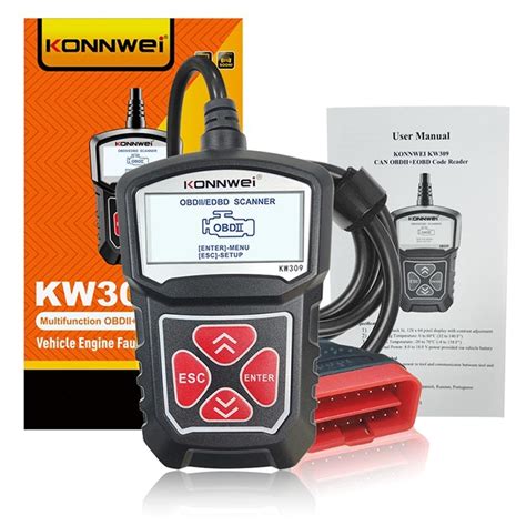 Ferramenta de Diagnóstico do Carro LCD Konnwei KW309 OBD2 EOBD Preto