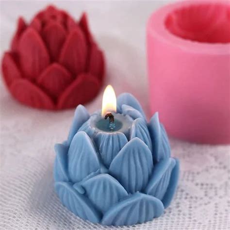 Shoppeecity Lotus Shape Candle Mold Fondant Silicone Flower Wax Mold