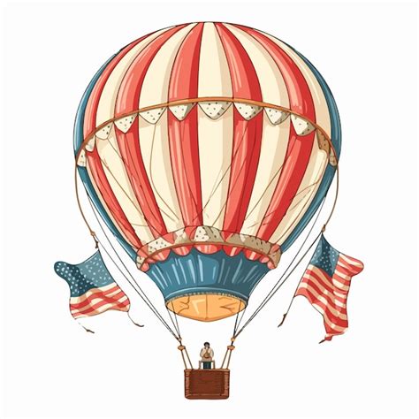 Vintage Victorian Vivid Striped Air Hot Balloon Flying Premium AI Generated Vector