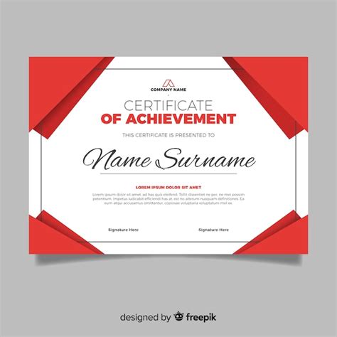 Free Vector Creative Certificate Template Concept