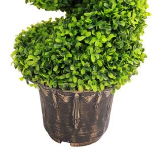 INMOZATA Pair Of Artificial Topiary Swirl Trees Boxwood Spiral Trees