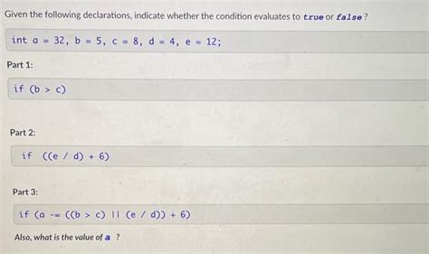 Solved Given The Following Declarations Indicate Whether Chegg