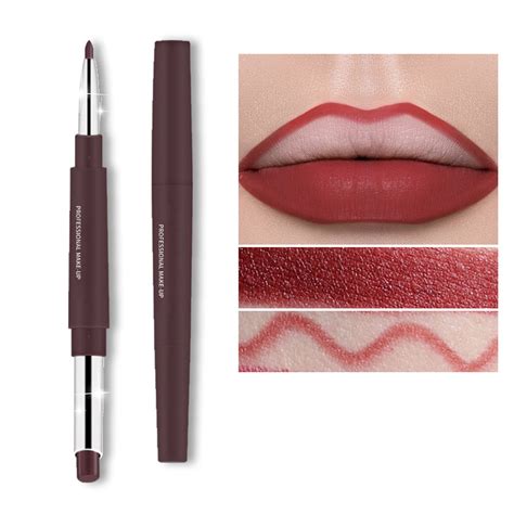 Awwp 1 X Lipstick Pen Lip Liner And Lipstick Set Chestnut Nude Dark Red Matt Mat Pens Lipstick