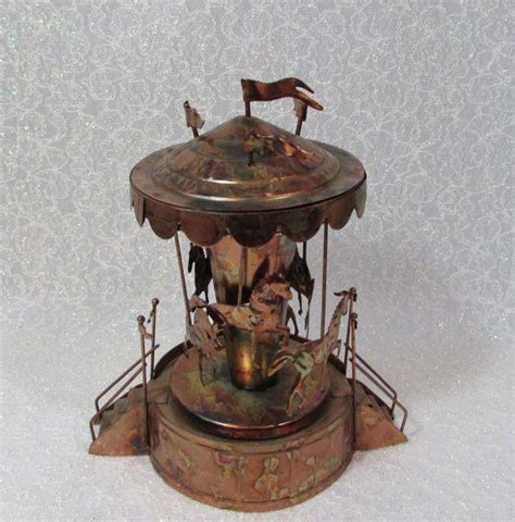 Copper Art Musical Carousel Copper Merry Go Round Music Box Rotating