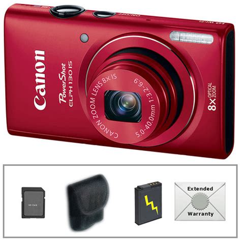 Canon Powershot Elph 130 Is Digital Camera Deluxe Kit Red Bandh