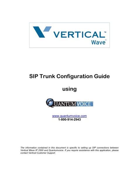 SIP Trunk Configuration Guide using - Vertical