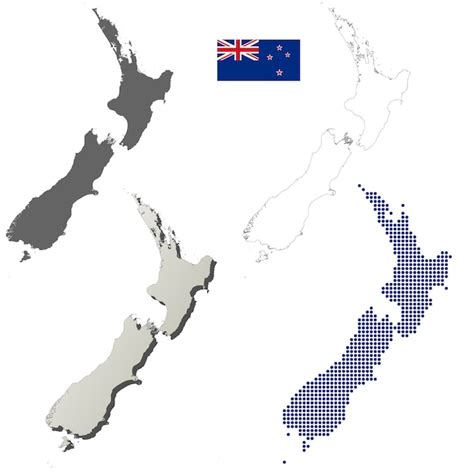 New zealand vector outline map set | Premium Vector