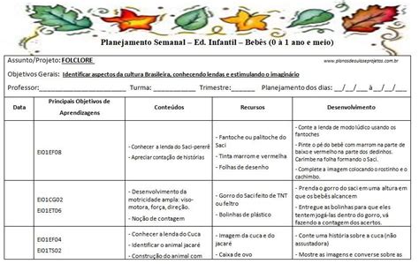 Plano de aula trimestral para Berçário Junho Julho e Agosto Planos