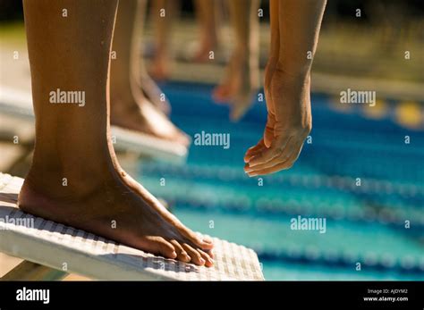 Female Swimmers On Starting Blocks Hi Res Stock Photography And Images