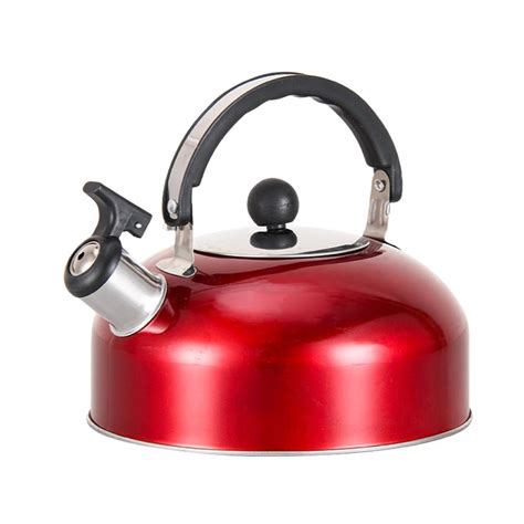 Vwrxbz L Stainless Steel Red Whistling Tea Kettle With Ergonomic