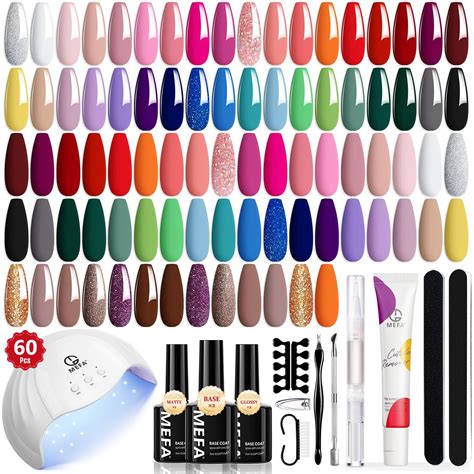 Mefa Pcs Gel Nail Polish Kit With U V Light Colors All Seasons Collection Nude Colorful