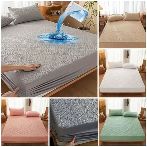 Waterproof Layered Fitted Sheet Soft Comfortable Solid Color Temu Norway