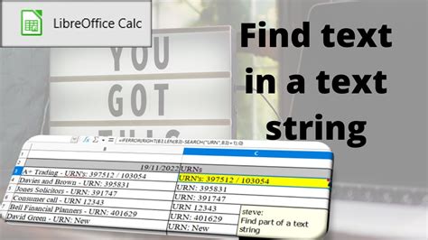 How To Find Text In A Text String In Libreoffice Calc Youtube