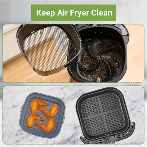 2x Foldable Silicone Pot For Air Fryer Dual Basket Liner Handle Baking Pan Fit Ebay