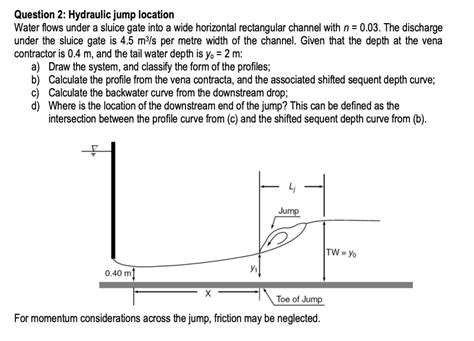 Solved Question 2 Hydraulic Jump Location Water Flows Under Chegg