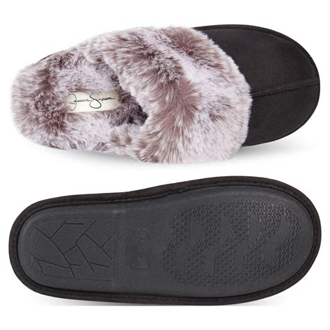 Jessica Simpson Comfy Faux Fur Womens House Slipper Scuff Memory Foam