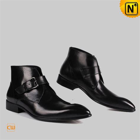 Mens Black Italian Leather Dress Boots CW763338