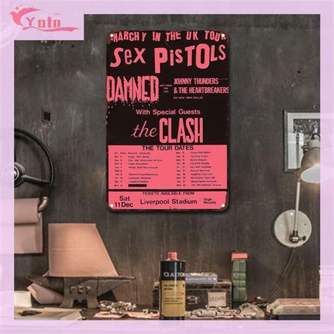Yotable th Vintage Metal Sex Pistols ปายดบกภาพวาดเหลกสเหลยม Wall Decor30x40 ซม