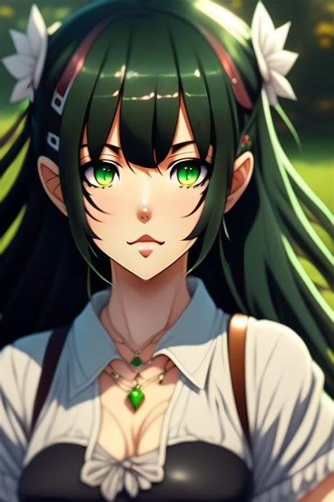 Anime Girl With Long Brown Hair And Green Eyes