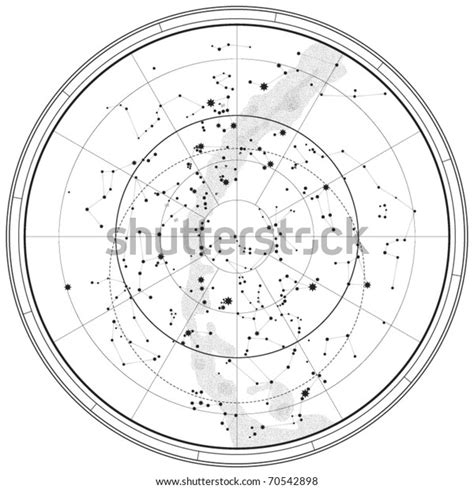 Astronomical Celestial Map Northern Hemisphere Outline Stock Vector