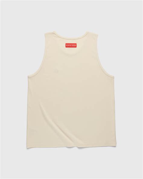 Marine Serre Organic Cotton Ribbed Tank Top Beige Highsnobiety Shop