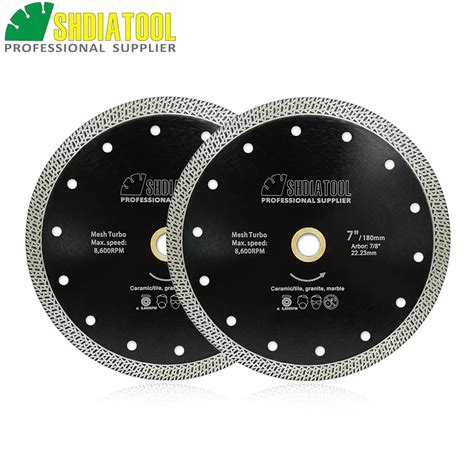 SHDIATOOL 2pcs Dia 7 Hot Pressed Sintered Mesh Turbo Diamond Saw Blade