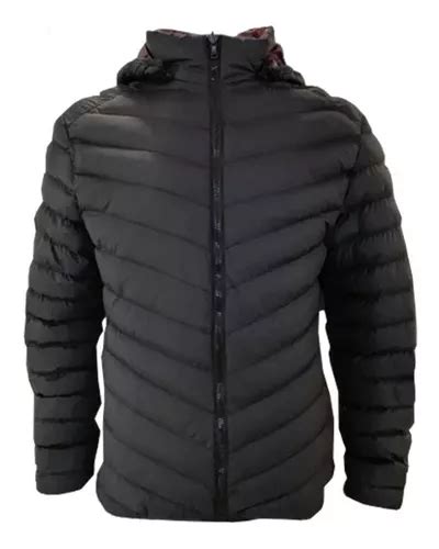 Campera Inflable Negra Super Abrigada Con Capucha Reversible Env O Gratis