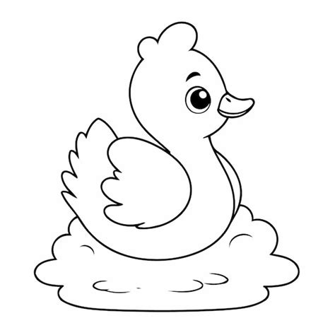 Illustration Vectorielle Simple Du Cygne Pour Enfants Colorier