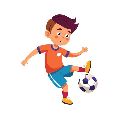 Boy Kicking Soccer Ball with Joyful Spirit 57242059 Vector Art at Vecteezy