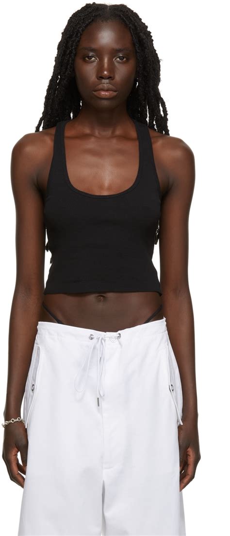 ÉTERNE SSENSE Exclusive Black Crop Rib Tank Top SSENSE