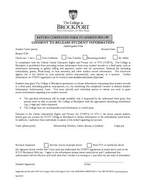 Fillable Online Brockport RETURN COMPLETED FORM TO ADDRESS BELOW Fax